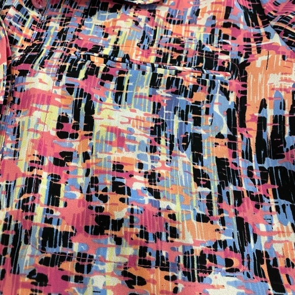 NYDJ Henley Blouse size Small 3/4 length sleeves Multicolor Print - Picture 4 of 14